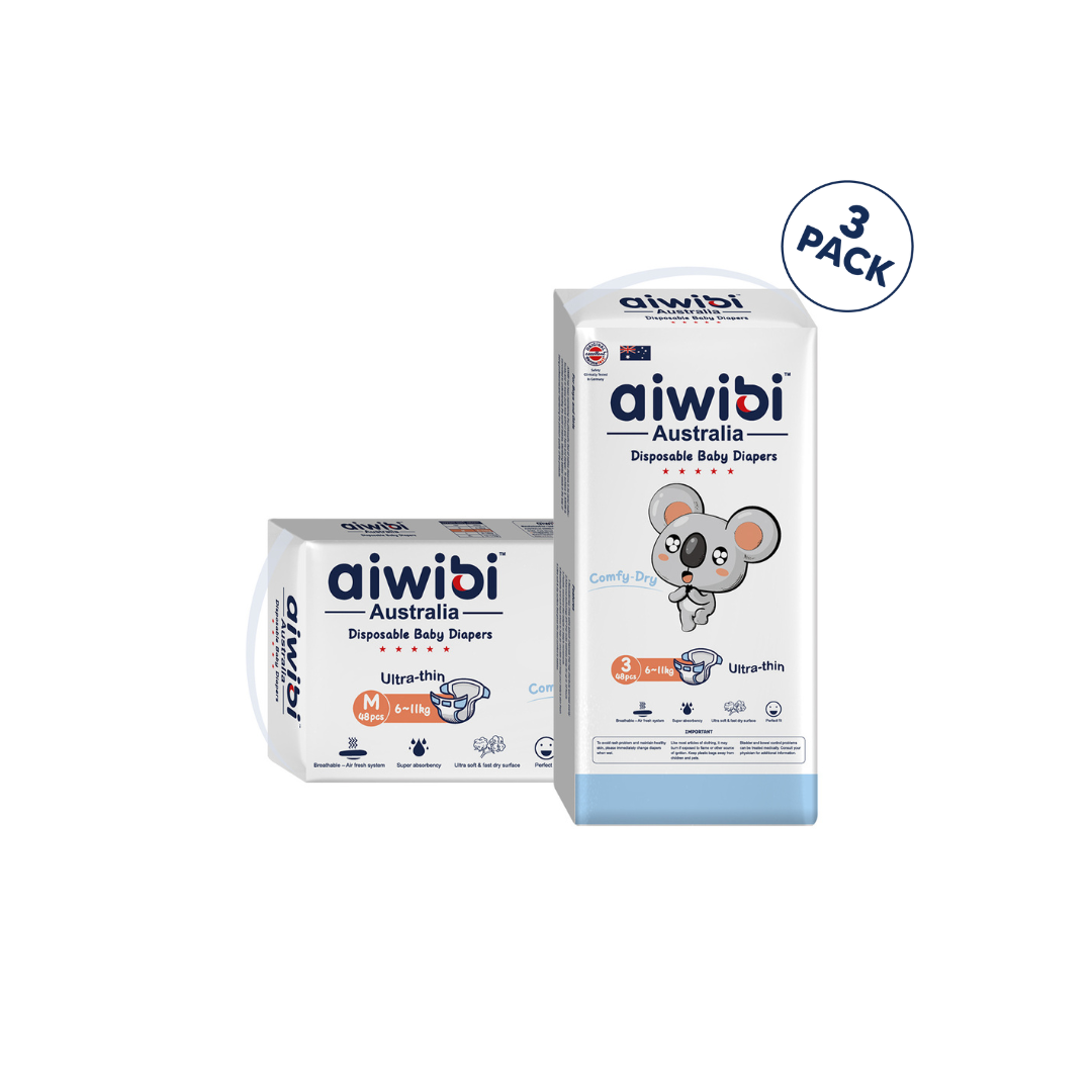 Aiwibi Comfy Dry Baby Diaper(Tape)(3's Pack)